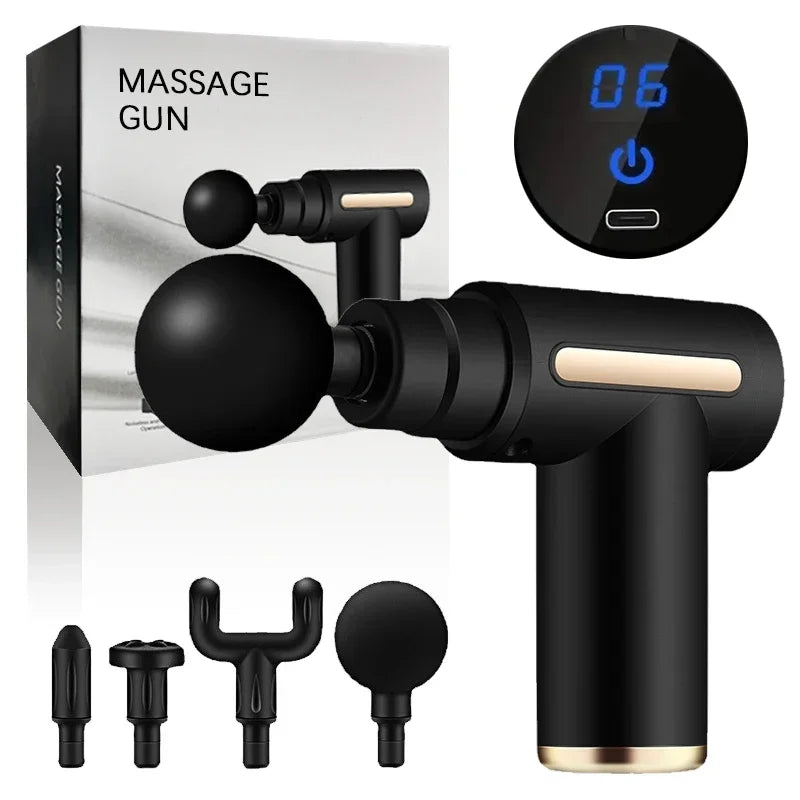 Massagepistole mit ergonomisch gebogenem Griff – Selbstmassage für Rücken & Schultern