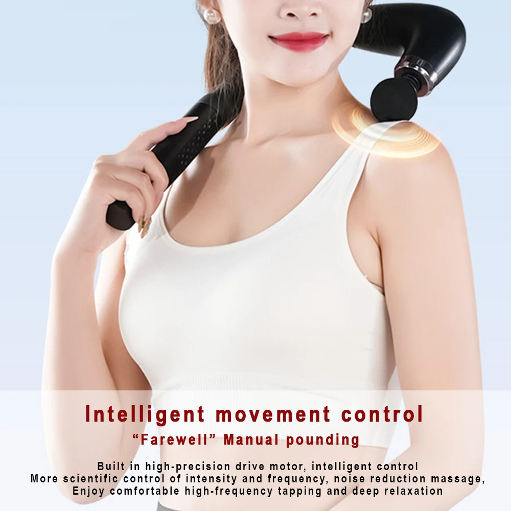 Massagepistole mit ergonomisch gebogenem Griff – Selbstmassage für Rücken & Schultern